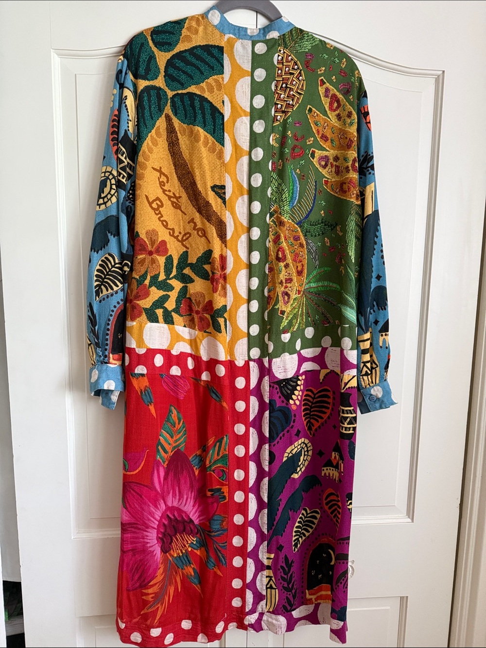 Farm Rio Vibrant Patchwork Button-Front Long Dress - Multicolor - Picture 4 of 5